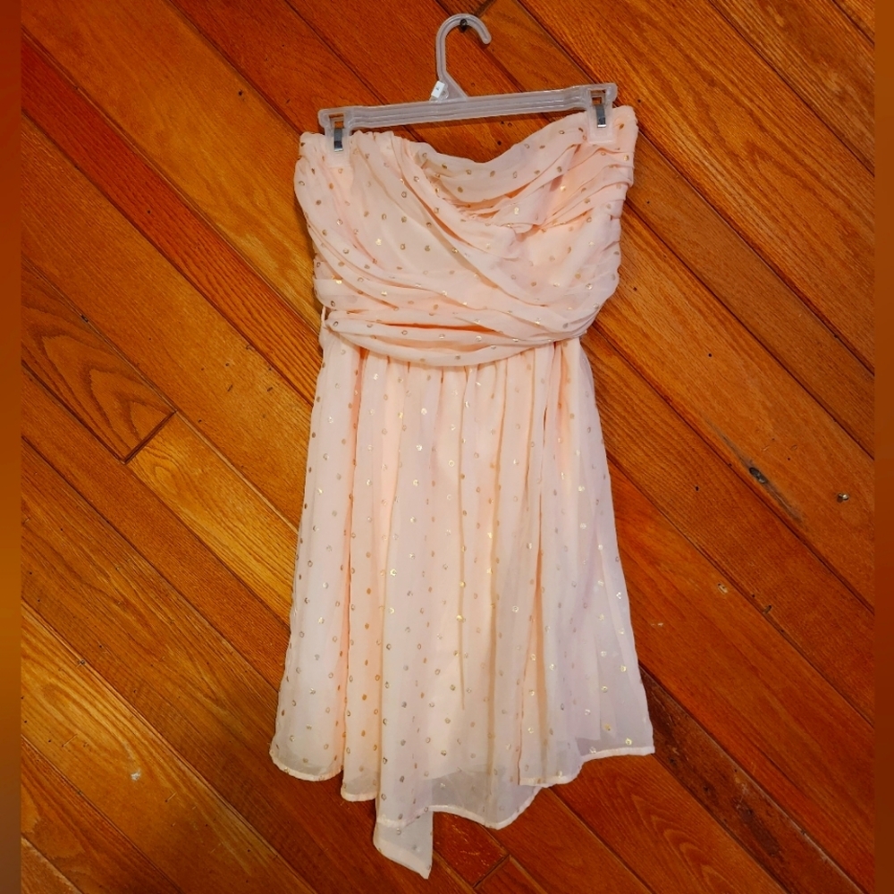 MYSTIC medium pink and gold strapless formal dress